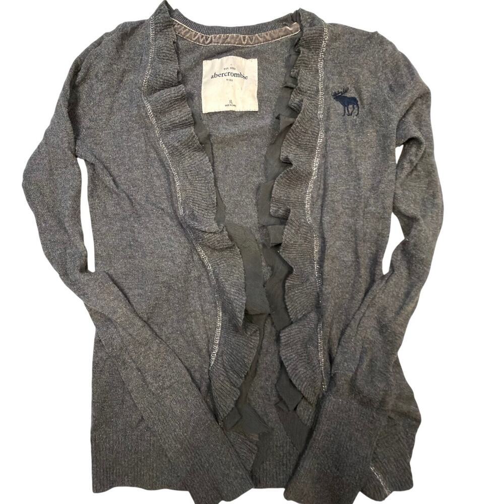 Abercrombie and Fitch Ruffle Open Front Grey Cardigan Kids SZ XL or Womens S